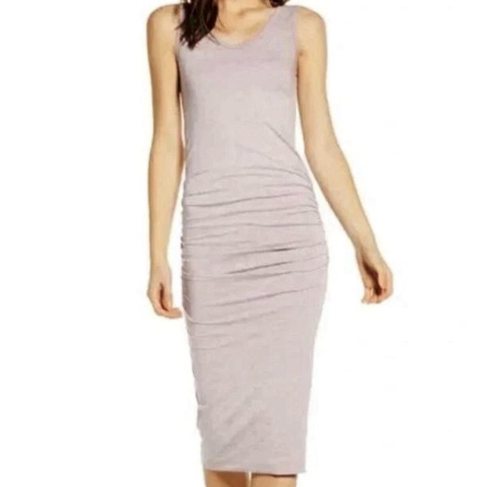 Bishop & Young Alba Midi Sierra Dress WMNS Med Ruching Bodycon Dusty Rose NWT - Picture 3 of 9